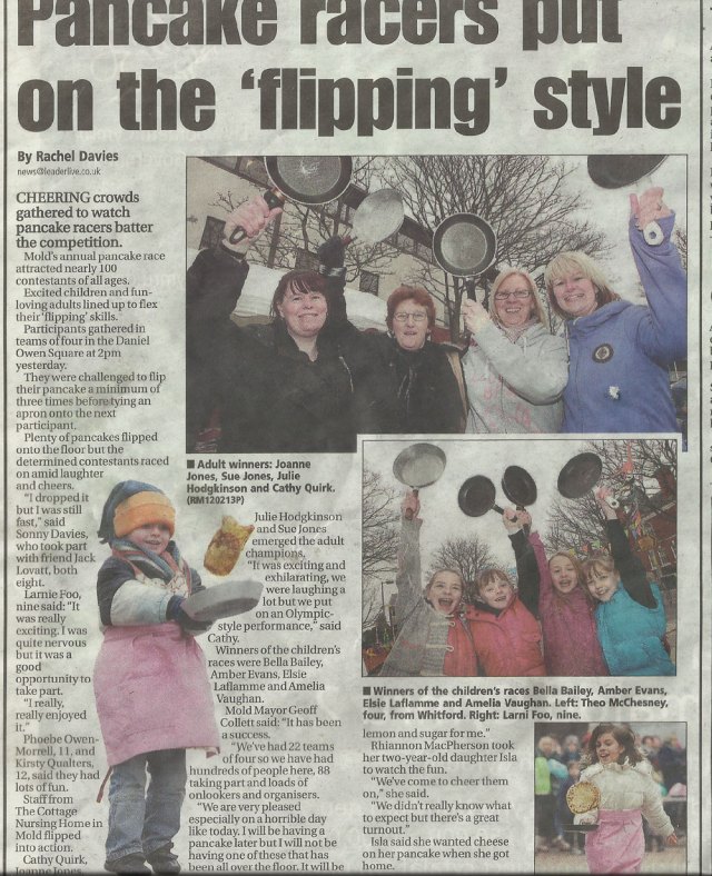 Buckley Girls win Mold's annual Pancake Day race.