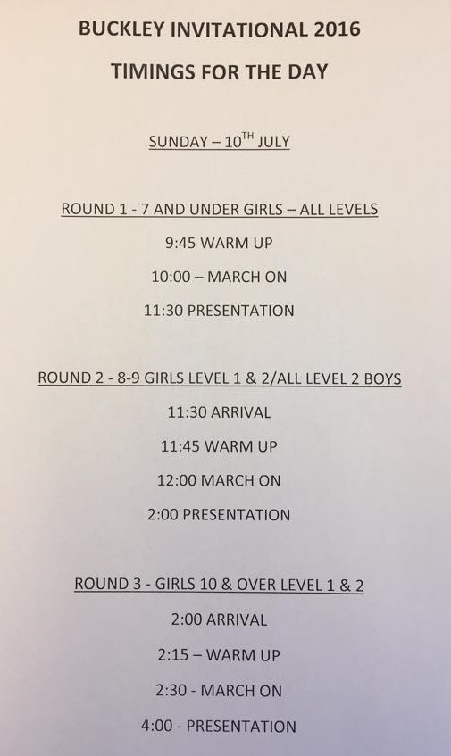 Sunday timings for summer invitational competition