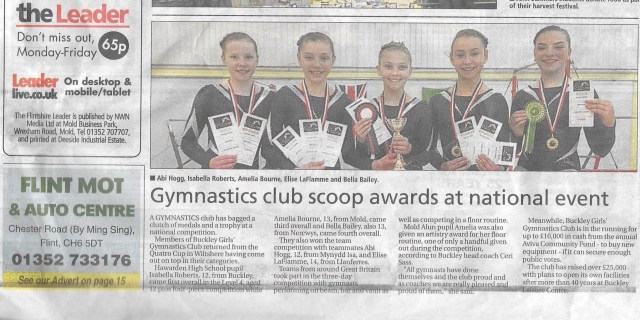 Leader newspaper report following girls' success in Quatro Cup