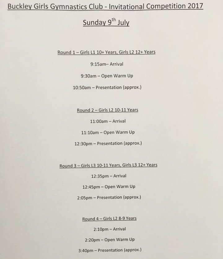 Running order Sunday