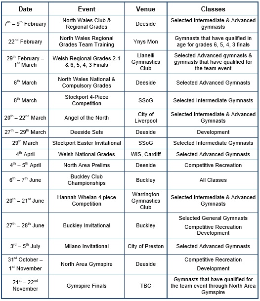 Calendar of events: Ask us to email you the info direct